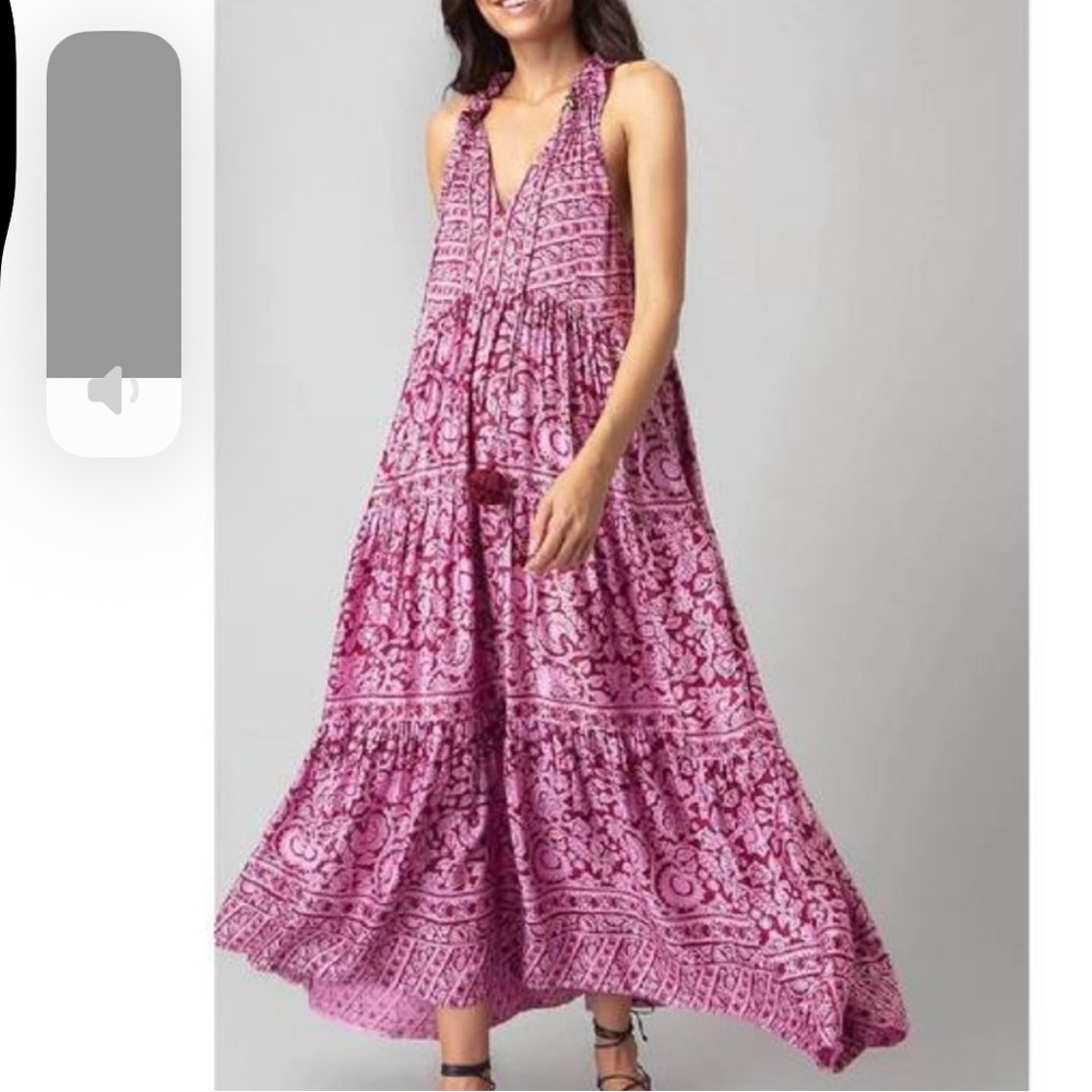 Anthropologie Omika Paola Maxi Dress Tanvi Visit Berry Pink Size XS